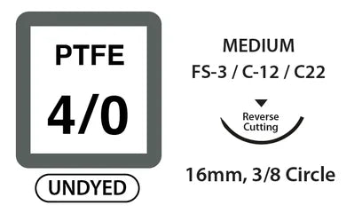 Monofilament PTFE Suture 4/0 with 16 mm Reverse-Cutting Needle