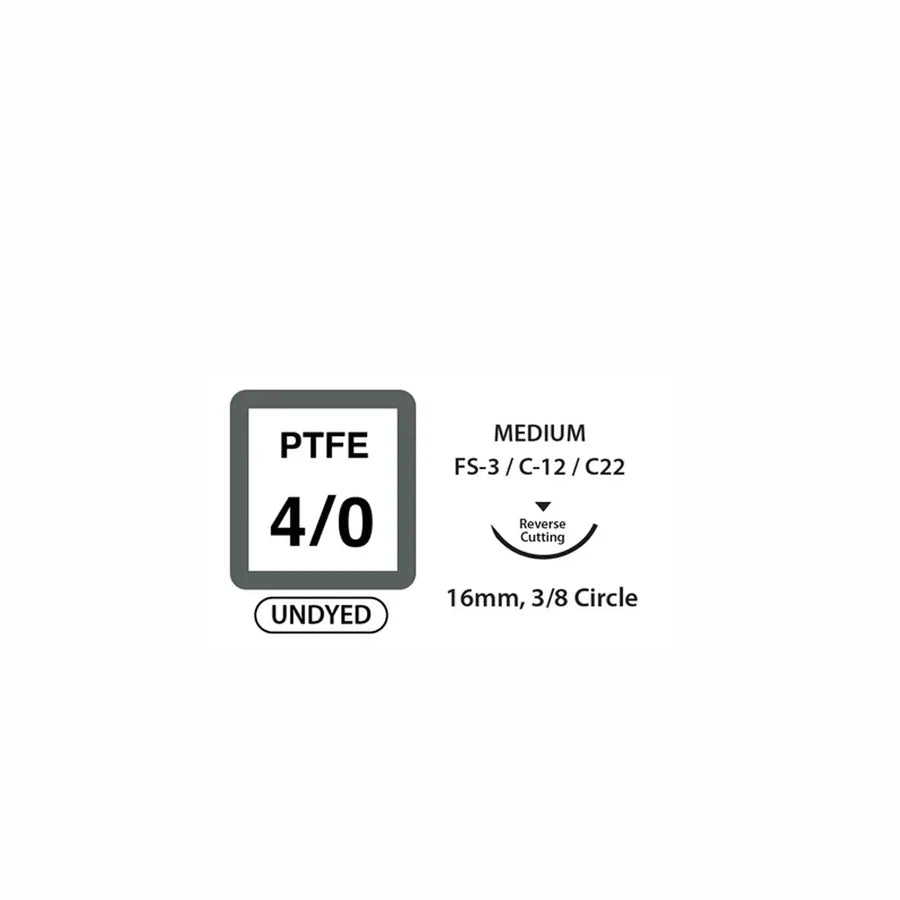 Monofilament PTFE Suture 4/0 with 16 mm Reverse-Cutting Needle